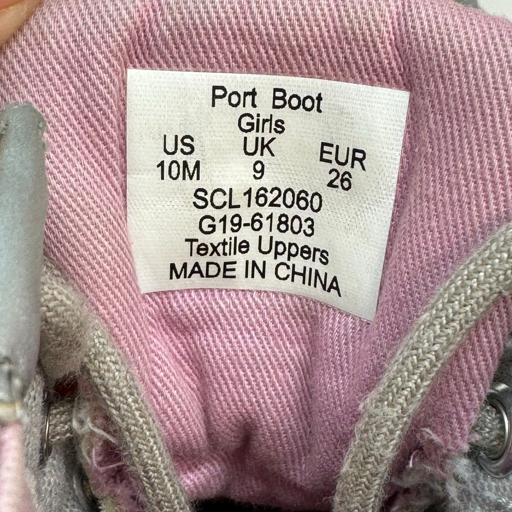 Sperry Port Boot‎ Girls Gray Pink Duck Rain Winter Casual Boots Kids Size 10M - Picture 5 of 7
